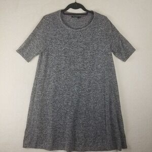 MAX JEANS Heather Gray Knit Swing Dress Women's Size Medium Short‎ Sleeve Casual